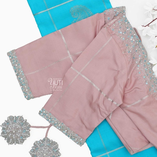 Peach simple stardust bridal blouse