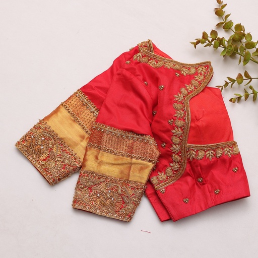 Elevate your wardrobe with this exquisite Rose Madder embroidery blouse