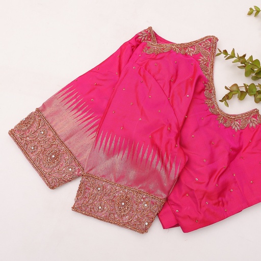 Step up your style game with this stunning Cerise Pink embroidery blouse