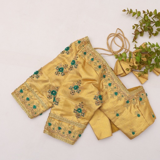 Introducing our exquisite Indian Yellow embroidery blouse