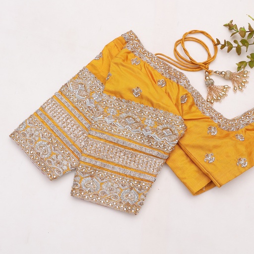 Elevate your style with our stunning Fuel Yellow embroidery blouse