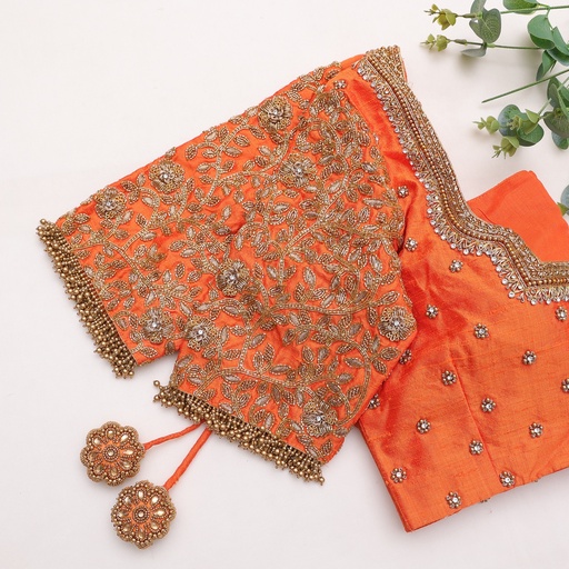 Elevate your wardrobe with our stunning Papaya Orange embroidery blouse