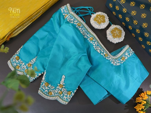 Elevate your wardrobe with our exquisite Eastern Blue embroidery blouse