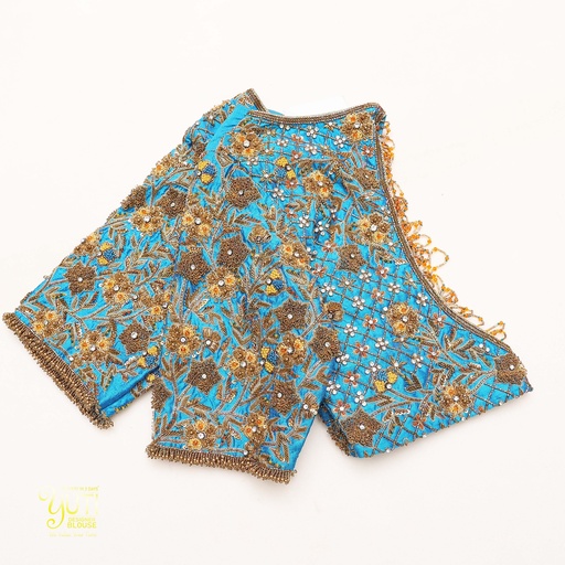 Elevate your style with this stunning Blue Diamond embroidery blouse