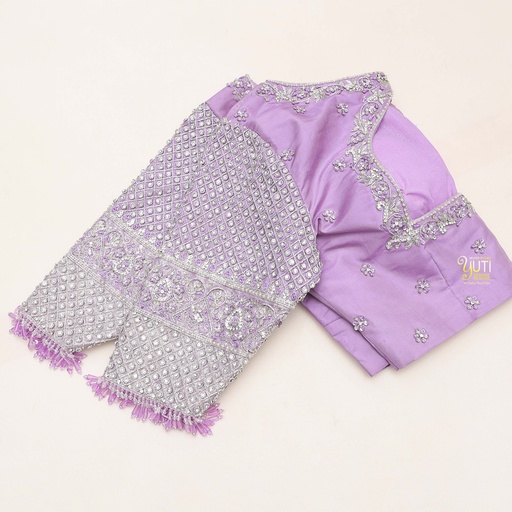 Elevate your wardrobe with our elegant pastel purple embroidery blouse