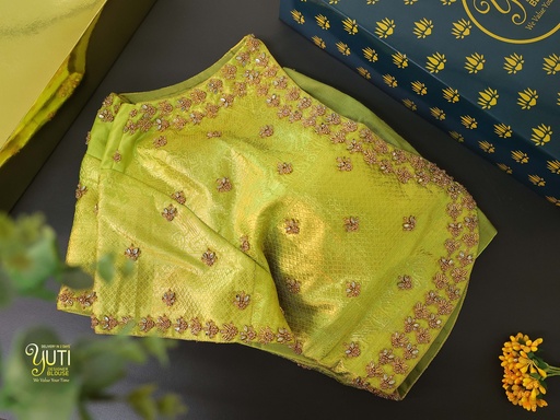 Elevate your style with this stunning Android Green embroidery blouse