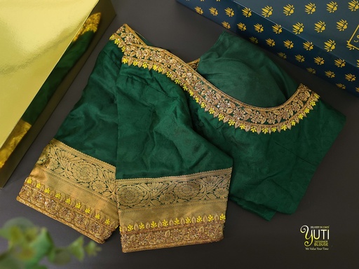 Elevate your wardrobe with this exquisite dark green embroidery blouse