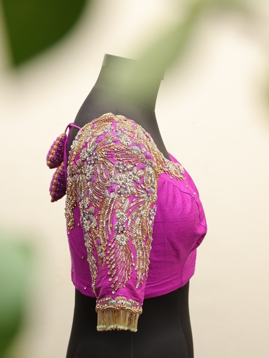 Elevate your wardrobe with this elegant Raspberry Pink embroidery blouse