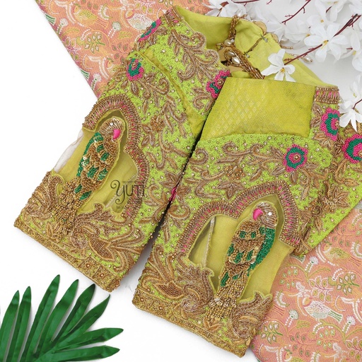 Lime green parrot bridal blouse