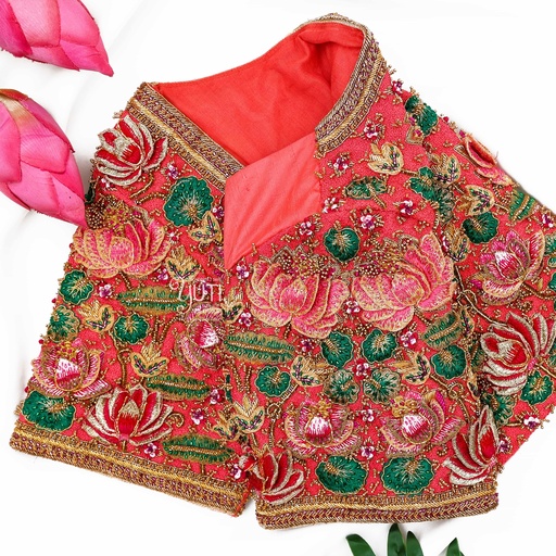 Orange 3d lotus bridal blouse