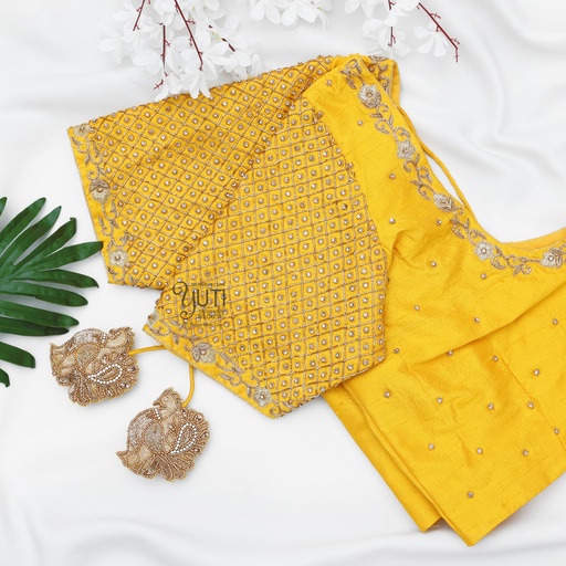 Yellow checks with floral design