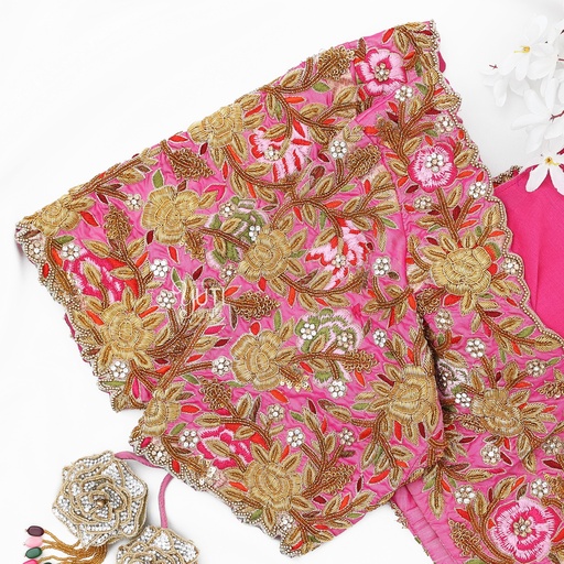 Pink Floral Zardosi bridal blouse