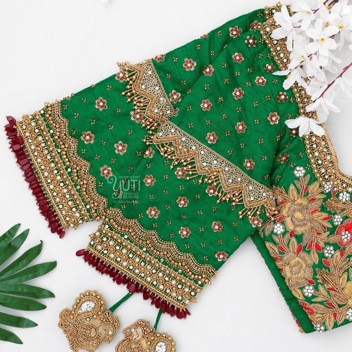 Green Zardosi Floral design