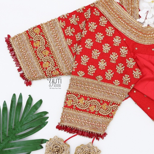 Red zardosi floral design