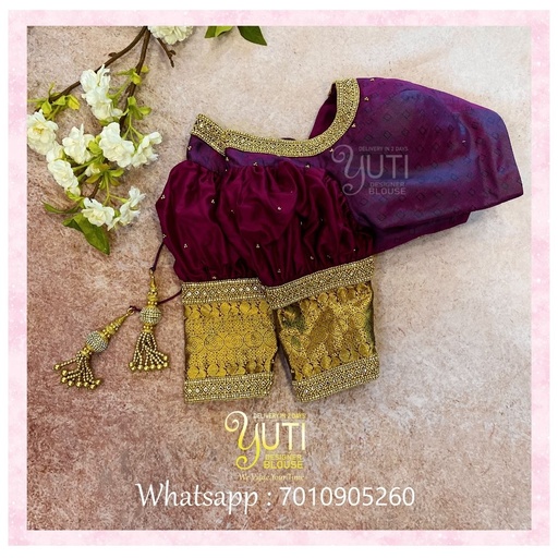 Purple kundan design blouse