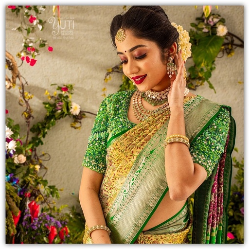 Green Crystal Navratna Bridal Design