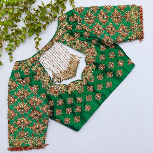 Green Floral Motif Bridal Blouse