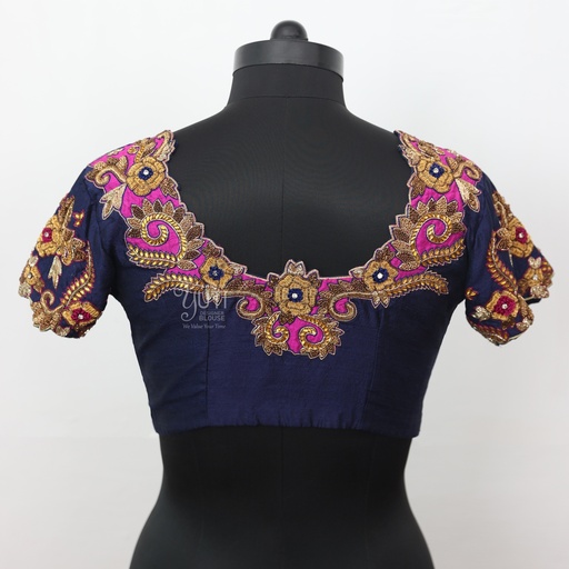 Navy blue aari work blouse | SIZE 32(adjustable up to 28- 34)