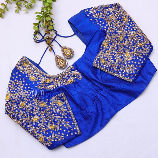 Navy blue aari work blouse| Grand bridal blouse design | SIZE 36(adjustable up to 32- 38)