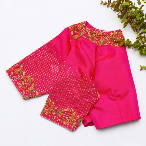 stunning raspberry embroidery blouse