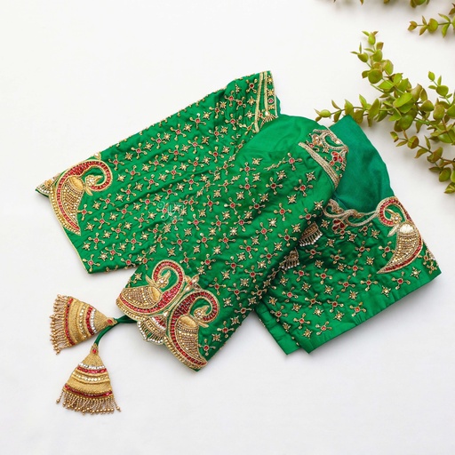 County Green embroidery blouse