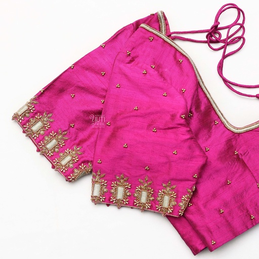 Blushing in this stunning Cerise Pink Bridal Blouse