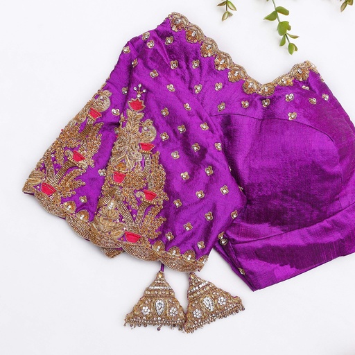 Royal Purple embroidery bridal blouse