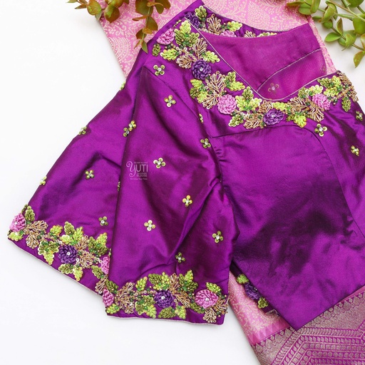 Purple embroidery bridal blouse