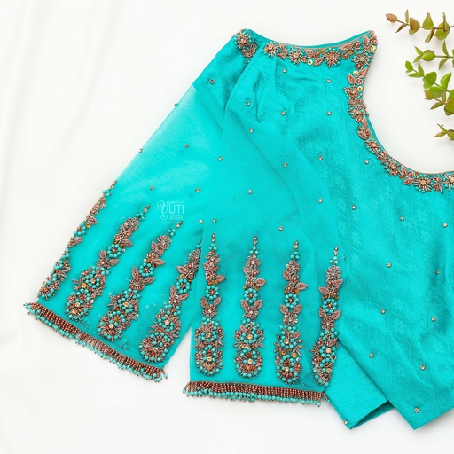 Aqua Blue embroidery bridal blouse