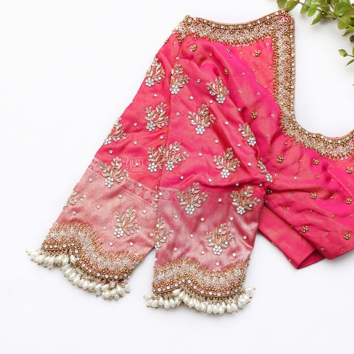 Dark Pink  embroidery bridal blouse