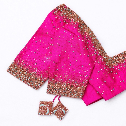 Deep Pink embroidery bridal blouse