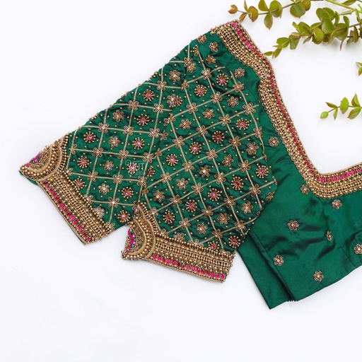 Green Embroidery bridal blouse