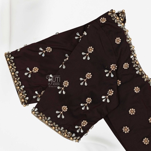 Dark brown floral bridal blouse