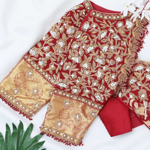 Maroon heavy floral palanquin blouse