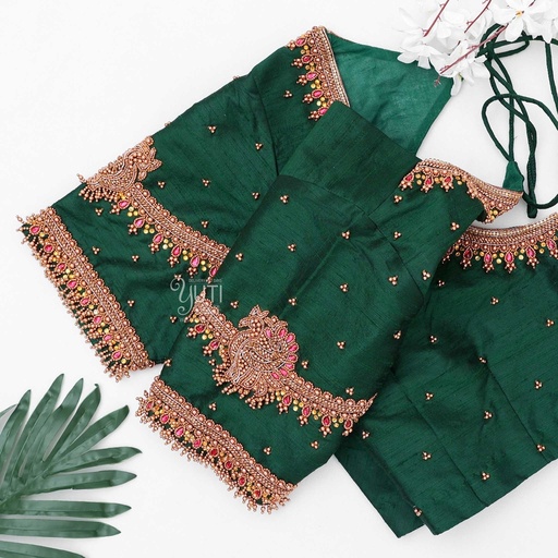 Dark green peacock vanki design