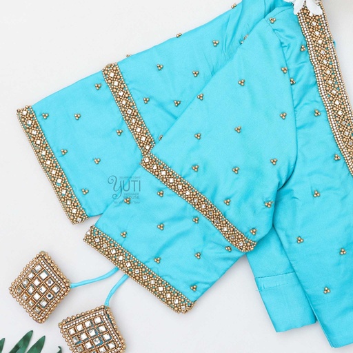 Sky blue double layer kundan bridal