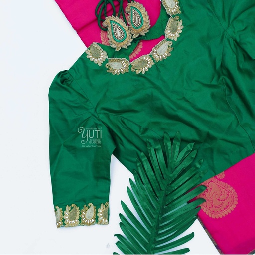 Green mango border blouse