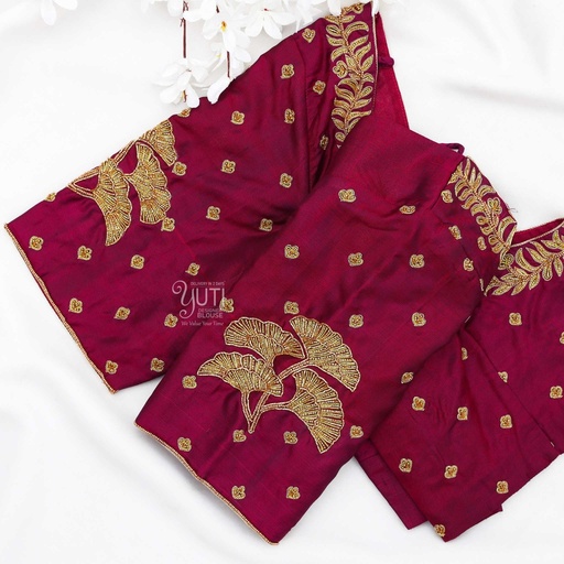 Maroon motif bridal blouse