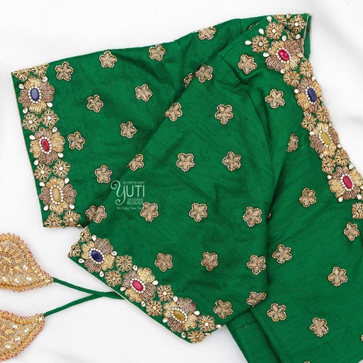 Green floral gemstone bridal blouse